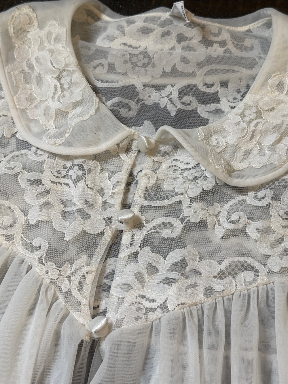 Vintage Komar Ivory Lace Peignoir Robe M Bridal Cottagecore Romance - Picture 11 of 11
